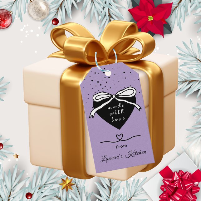 Black heart & Bow Made with love Bakery  Gift Tags (Creator Uploaded)