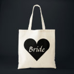 Black Heart Bride Tote Bag<br><div class="desc">This personalised name monogram cute vintage tote bag is best gift idea for bride and bridesmaids at weddings.</div>