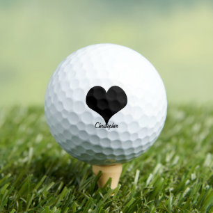 Black Heart Design Personalised Golf Balls