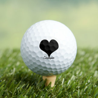 Black Heart Design Personalised Golf Balls