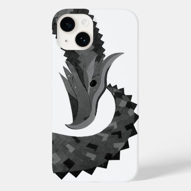 Black heart dragon on white Case-Mate iPhone case (Back)