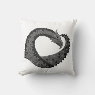 Black heart dragon on white cushion