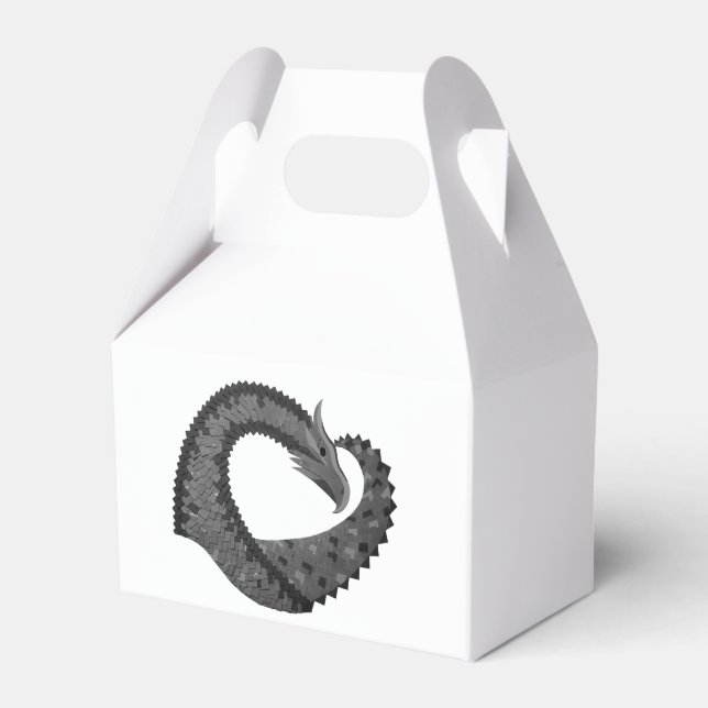 Black heart dragon on white favour box (Front Side)