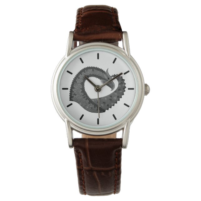 Black heart dragon on white watch (Front)