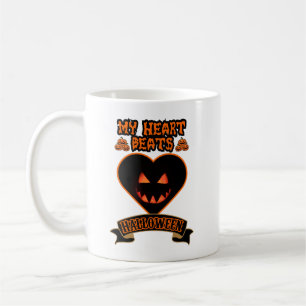 Black Heart Halloween Evil Pumpkin Face Spooky Vib Coffee Mug