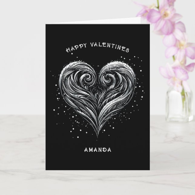 Black Heart Happy Valentine's Day Holiday Card (Orchid)