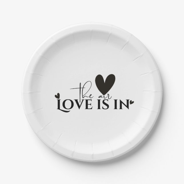 Black heart  Love is in the air       Paper Plate (Front)