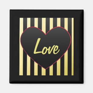 Black heart, "Love" Magnet