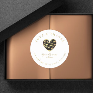 Black Heart Love & Thanks Supporting Small Busines Classic Round Sticker