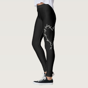 Black Heart Modern Sketch Sport Gym Leggings