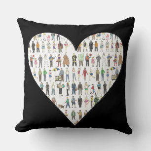 Black Heart NYC New York City People Pillow