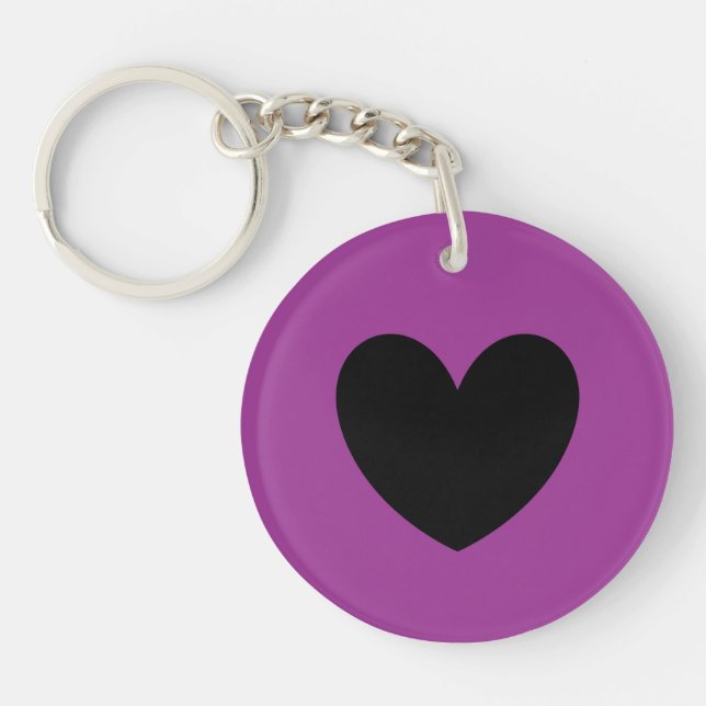 Black heart on purple key ring (Front)