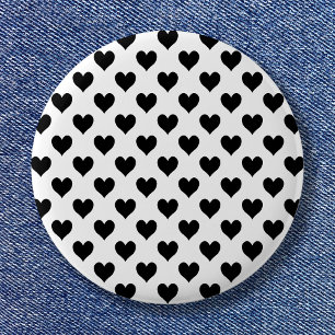 Black Heart Pattern 6 Cm Round Badge