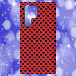 Black Heart Pattern Red Background Samsung Galaxy Case