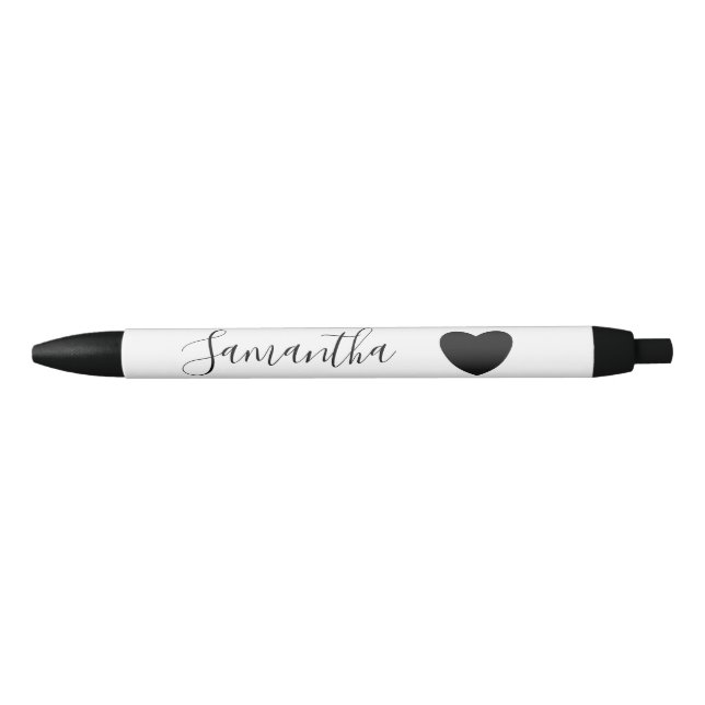 Black Heart Personalised Name Black Ink Pen (Front)