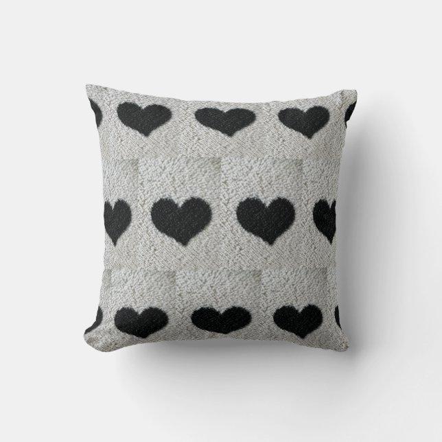 Black heart Pillow by Tamara Diaz Art  (Front)