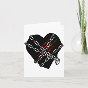 Black Heart Red Chains Cool Gothic Valentines Day Card