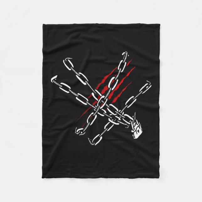 Black Heart Red Chains Cool Gothic Valentine's Day Fleece Blanket (Front)