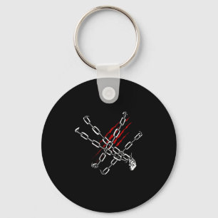 Black Heart Red Chains Cool Gothic Valentine's Day Key Ring