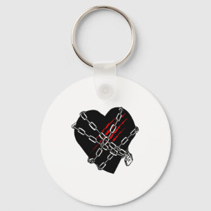 Black Heart Red Chains Cool Gothic Valentines Day  Key Ring