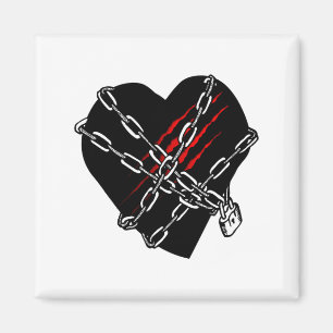 Black Heart Red Chains Cool Gothic Valentines Day  Magnet