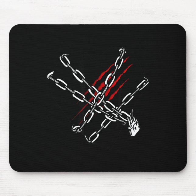 Black Heart Red Chains Cool Gothic Valentine's Day Mouse Mat (Front)