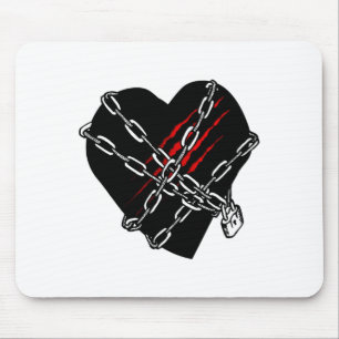 Black Heart Red Chains Cool Gothic Valentines Day  Mouse Mat