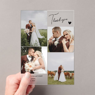 Black Heart Romantic Wedding Photos Thank You Acrylic Invitations