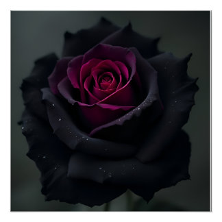 Black Heart Rose Poster