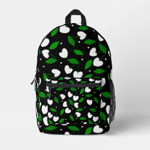 black heart shape cherries valentines  printed backpack