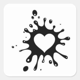 black heart square sticker
