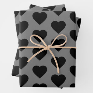 Black Heart Valentine Goth Love Wrapping Paper Sheet