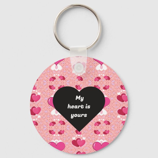 Black heart vibrant romantic wallpaper key ring (Front)