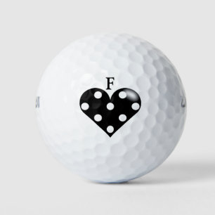 Black Heart w/ Polka Dots Golf Balls