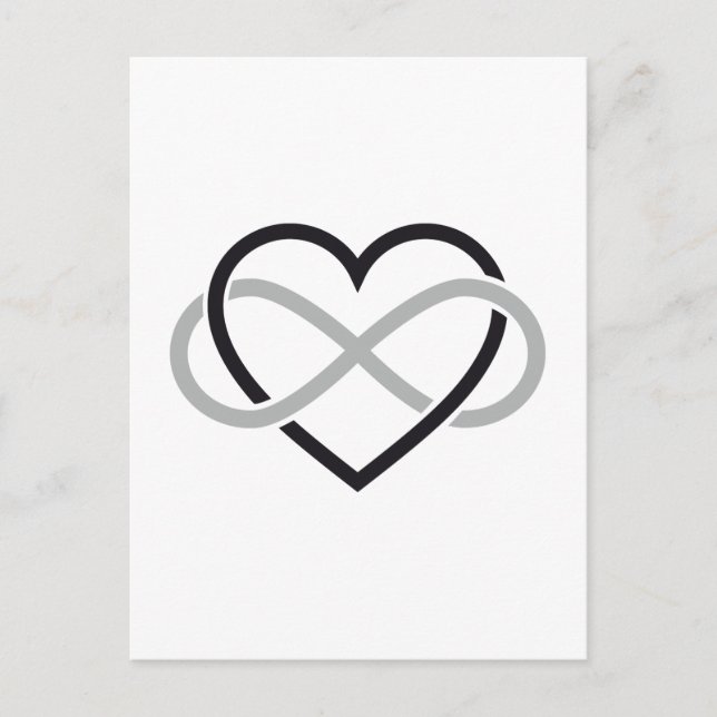 Black heart with infinity sign postcard (Front)
