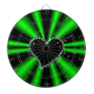 Black Heart with Stars on green Rainbow Dartboard