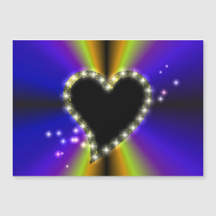 Black Heart with Stars on purple yellow Rainbow