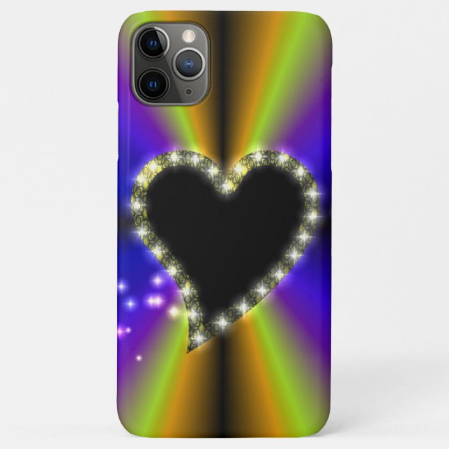 Black Heart with Stars on Rainbow Case-Mate iPhone Case (Back)
