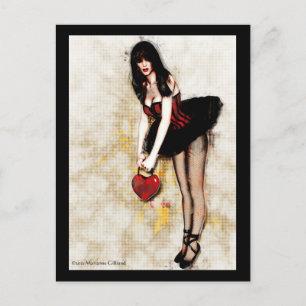 Black Hearted Gothic Art Postcard