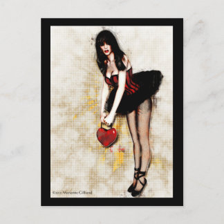 Black Hearted Gothic Art Postcard