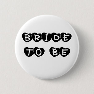 Black Hearts Bride to Be 6 Cm Round Badge