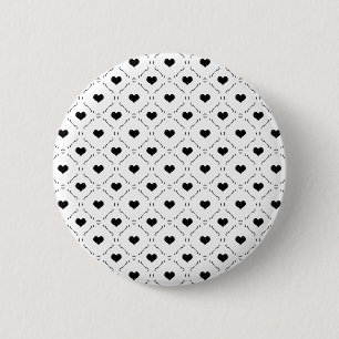 Black Hearts Geometric Grid Minimalist Coquette 6 Cm Round Badge