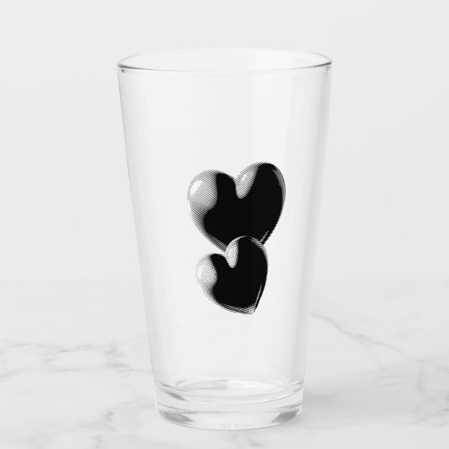 Black Hearts Glass Cup (Front)