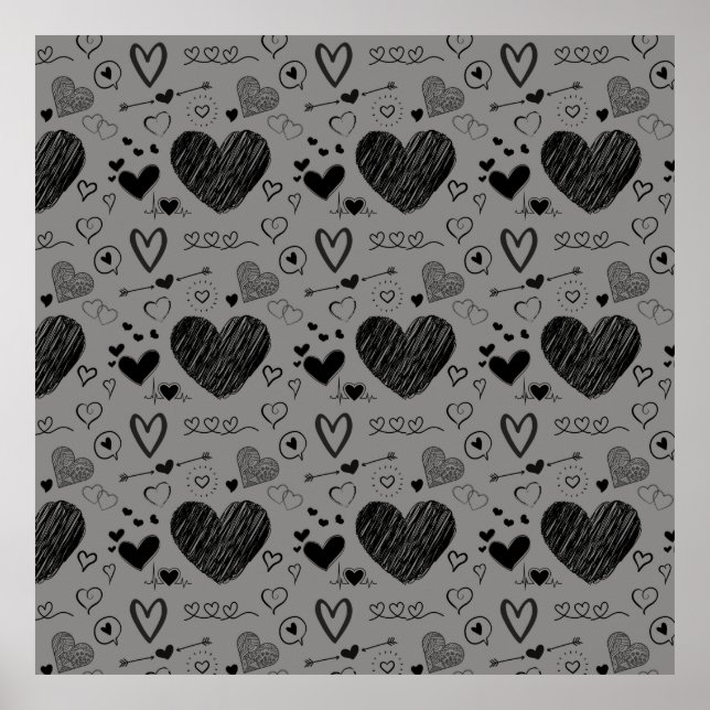 black hearts -grey background poster (Front)