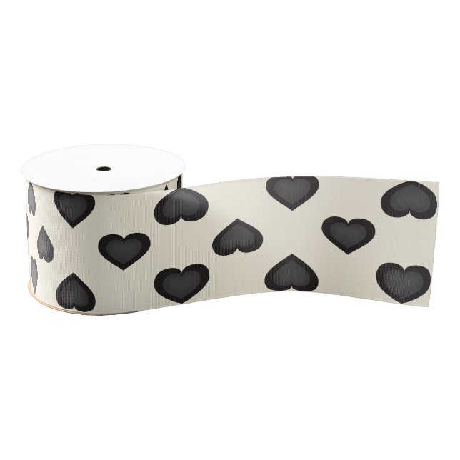 Black Hearts Grosgrain Ribbon (Spool)