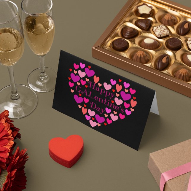 Black Hearts Happy GALentines Day Valentine Holiday Card (Creator Uploaded)