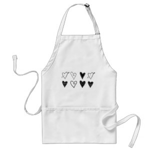Black Hearts  Kitchen Apron