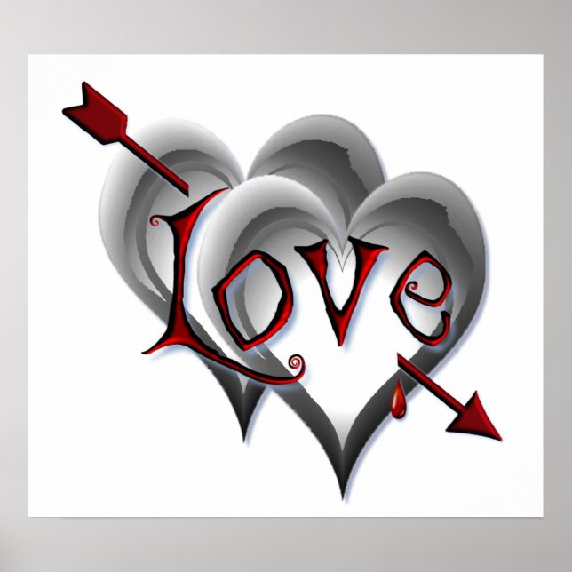 BLACK HEARTS & LOVE ARROW by SHARON SHARPE Poster (Front)