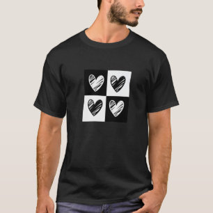 Black Hearts Love Pattern Cute Valentine's Day Che T-Shirt