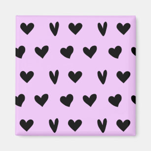 Black Hearts Lovely Pattern Gifts Happy Valentines Magnet